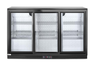 Zadní barová chladnička s trojitými posuvnými dveřmi, Arktic, 254L, Černá, 220-240V/160W, 1350x520x(H)865mm