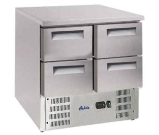 Chladicí stůl s pracovní deskou z nerezové oceli, Arktic, stůl chladící se 4 zásuvkami, 247L, 900x700x(H)850mm