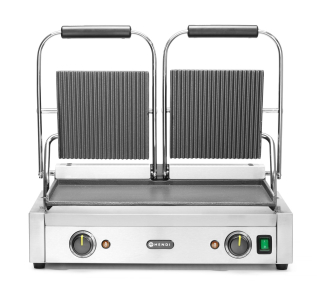 Kontaktní gril HENDI 263808 Double – horní vroubkované / spodní hladká, 3600 W