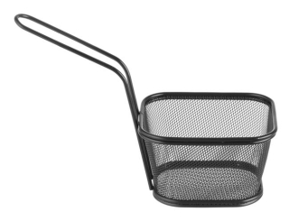 Servírovací mini fritovací košík stohovatelný černý, HENDI, 130x115x(H)80mm