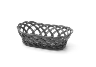 Košík pletený, HENDI, oválný, Černá, 225x130x(H)55mm