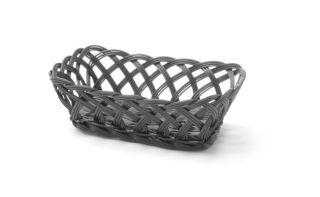 Košík pletený, HENDI, obdélníkový, Černá, 225x150x(H)65mm