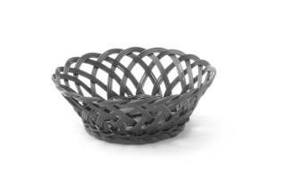 Košík pletený, HENDI, kulatý, Černá, 200x200x(H)65mm
