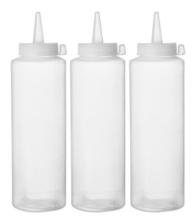 Dávkovací lahve - 3 ks, HENDI, 0,35L, Průhledná, 3 ks, ø55x(H)205mm