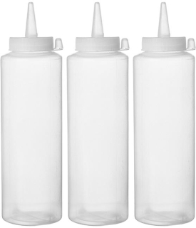 Dávkovací lahve - 3 ks, HENDI, 0,2L, Průhledná, 3 ks, ø50x(H)185mm