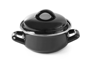 Hrnec na polévku a omáčku s pokličkou, HENDI, černý, 0,65L, ø135x(H)110mm