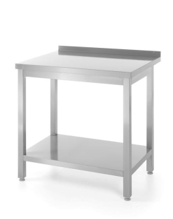 Nástěnný stolek s policí - šroubovací, hloubka 600 mm, HENDI, Kitchen Line, 800x600x(H)850mm