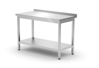 Nástěnný stolek s policí - šroubovací, hloubka 600 mm, HENDI, Kitchen Line, 1200x600x(H)850mm