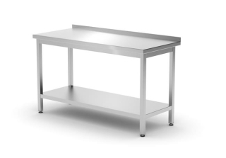 Nástěnný stolek s policí - šroubovací, hloubka 600 mm, HENDI, Kitchen Line, 1400x600x(H)850mm