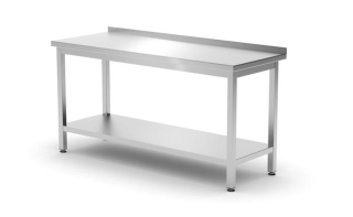 Nástěnný stolek s policí - šroubovací, hloubka 600 mm, HENDI, Kitchen Line, 1600x600x(H)850mm