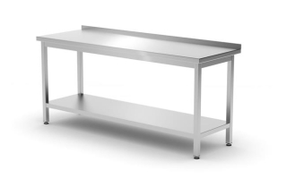 Nástěnný stolek s policí - šroubovací, hloubka 600 mm, HENDI, Kitchen Line, 1800x600x(H)850mm