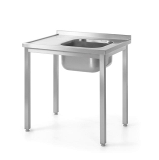 HENDI | Stůl s jedním dřezem, šroubovaný, hloubka 600 mm, Kitchen Line, velikost 1000x600x(H)850mm