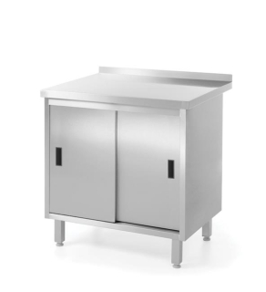 HENDI | Pracovní stůl se skříňkou, posuvná dvířka, svařovaný, Profi Line, velikost 800x600x(H)850mm