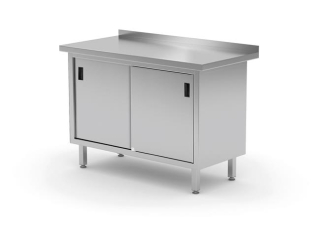 HENDI | Pracovní stůl se skříňkou, posuvná dvířka, svařovaný, Profi Line, velikost 1000x600x(H)850mm