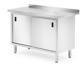 HENDI | Pracovní stůl se skříňkou, posuvná dvířka, svařovaný, Profi Line, velikost  1200x600x(H)850mm