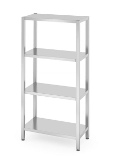 Skladový regál se 4 plnými policemi - šroubovatelný, HENDI, Kitchen Line, 800x400x(H)1800mm