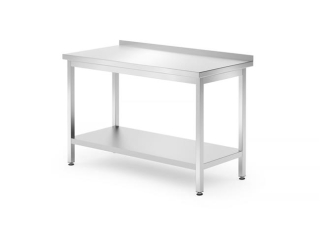 HENDI | Nástěnný stůl s policí, šroubovaný, hloubka 700 mm, Kitchen Line, velikost 1200x700x(H)850mm