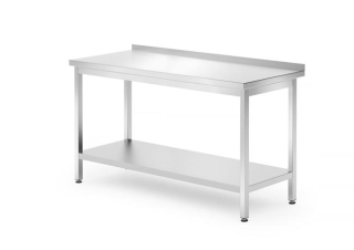 HENDI | Nástěnný stůl s policí, šroubovaný, hloubka 700 mm, Kitchen Line, velikost 1400x700x(H)850mm