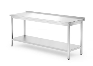 HENDI | Nástěnný stůl s policí, šroubovaný, hloubka 700 mm, Kitchen Line, velikost 1800x700x(H)850mm