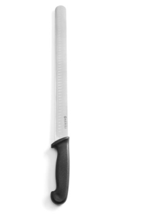 Nůž na šunku a kebab s vroubkovanou čepelí, HENDI, Černá, (L)490mm