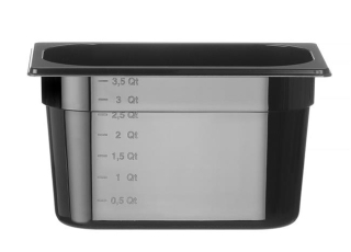 Kontejner GN 1/4 černý polykarbonát, HENDI, Profi Line, GN 1/4, 4L, Černá, 265x162x(H)150mm