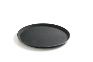 Tác servírovací z polypropylenu, protiskluzový, kulatý, černý, HENDI, ø410x(H)20mm
