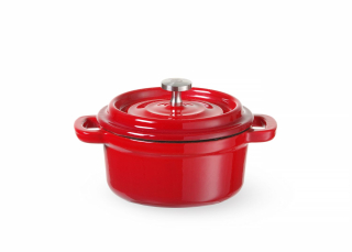 Litinový kastrol smaltovaný, HENDI, 0,27L, Červená, 130x100x(H)48mm