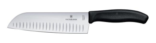 Nůž Santoku s vroubkovanou čepelí, Victorinox, Černá, (L)298mm