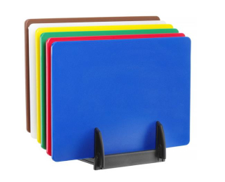 Sada 6 krájecích prkének HACCP se stojanem, HENDI, 6 ks, 450x300x(H)10mm