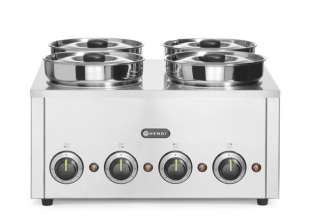HENDI | vodní lázeň pro 4 hrnce o objemu 4 litry, Celkem 16L, 220-240V/800W, 506x509x(H)298mm
