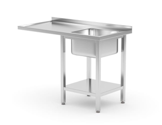 Dřezový stolek s policí a prostorem pro myčku nádobí pod pultem, HENDI, Vpravo, 1200x700x(H)850mm