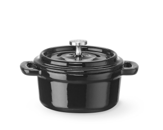 Litinový kastrol smaltovaný, HENDI, 0,27L, Černá, 130x100x(H)48mm