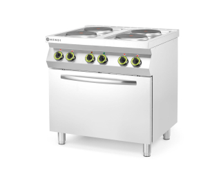 Elektrický vařič Kitchen Line – 4 plotýnky s konvektomatem GN 1/1 , HENDI, Kitchen Line, GN 1/1, 400V/13400W, 800x700x(H)900mm