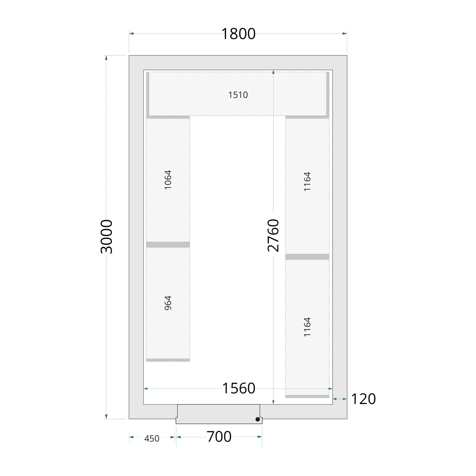 TEFCOLD - panely ke stavebnicovým boxům 120 mm CR 180x300x220