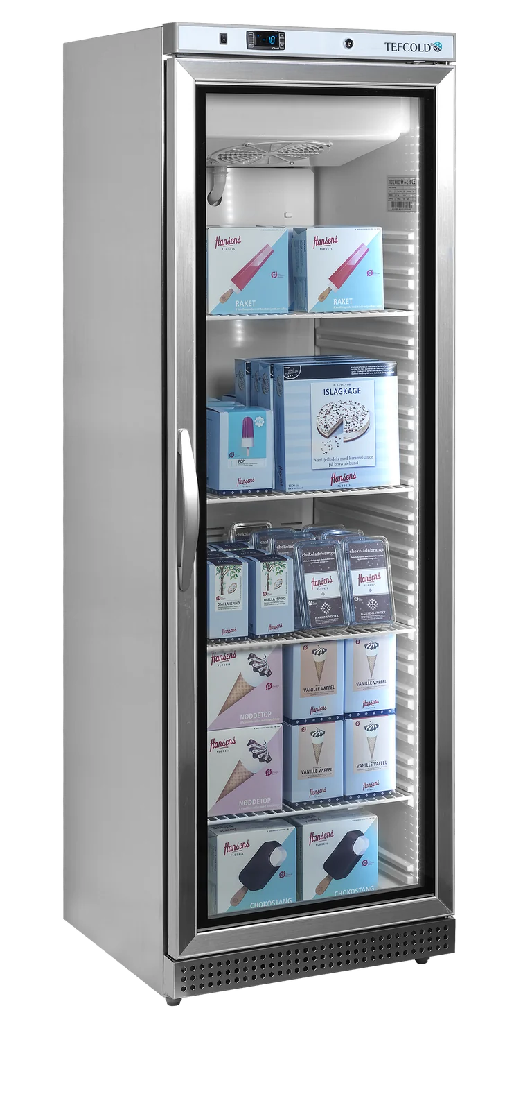 TEFCOLD - mrazicí skříň prosklené dveře, nerez UF 400 VSG
