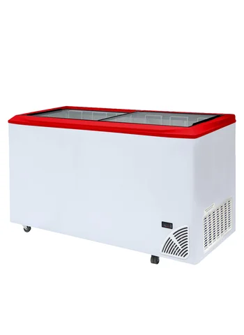 TEFCOLD - pultová mraznička prosklené rovné víko ARO 601/2 Červená hrana | Byfal