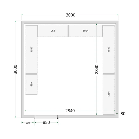 TEFCOLD - panely ke stavebnicovým boxům 80 mm CR 300x300x220 WD