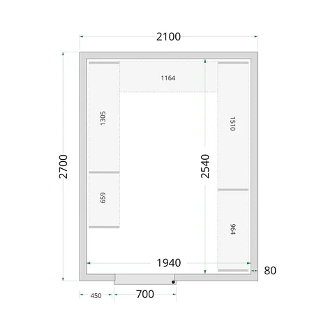 TEFCOLD - panely ke stavebnicovým boxům 80 mm CR 210x270x220