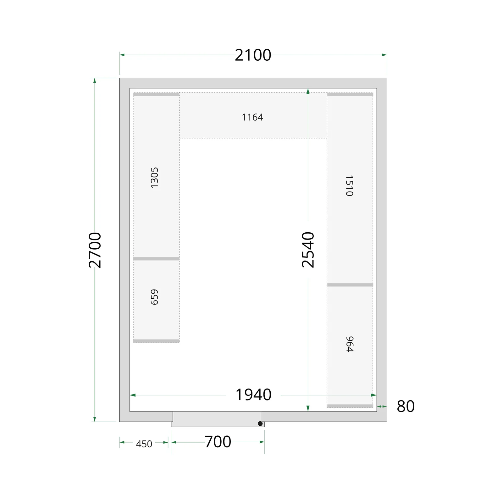 TEFCOLD - panely ke stavebnicovým boxům 80 mm CR 210x270x220