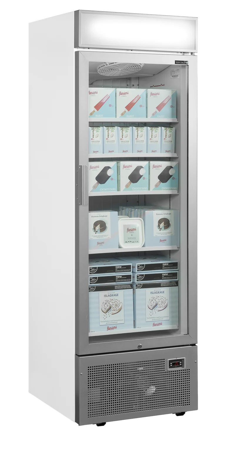 TEFCOLD - mrazicí skříň prosklené dveře, stříbrný rám UFSC1450GCP NF Stříbrný