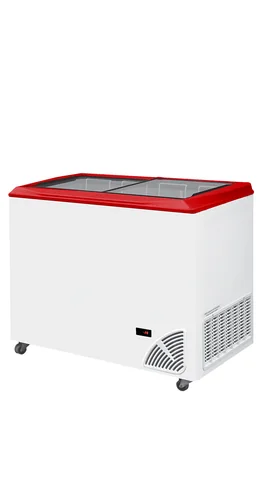 TEFCOLD - pultová mraznička prosklené rovné víko ARO 301/2 Červená hrana | Byfal