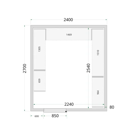 TEFCOLD - panely ke stavebnicovým boxům 80 mm CR 240x270x220 WD