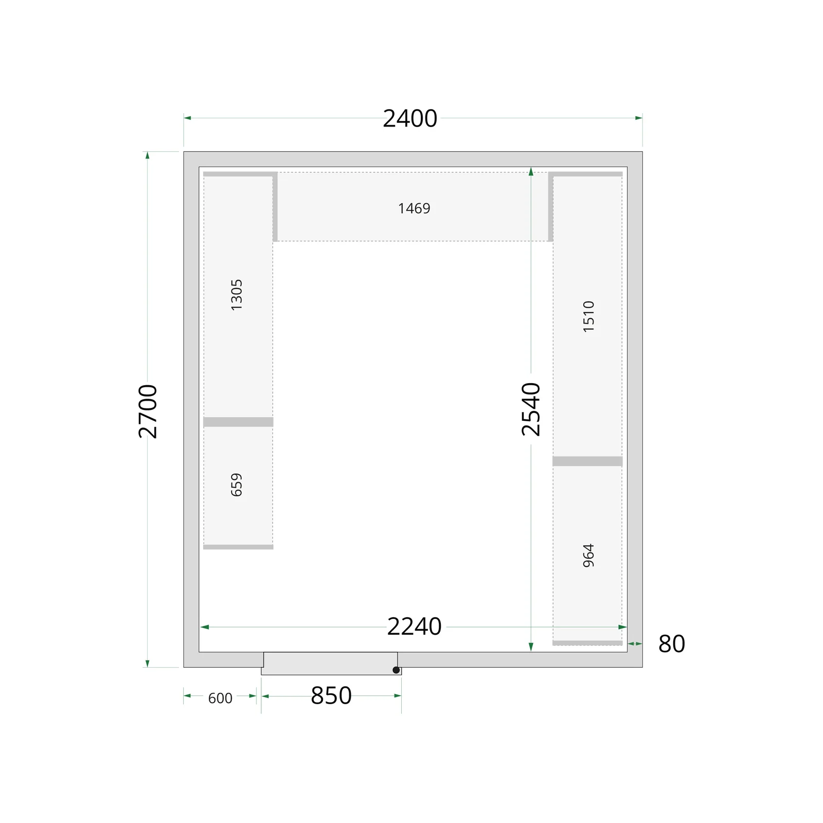 TEFCOLD - panely ke stavebnicovým boxům 80 mm CR 240x270x220 WD