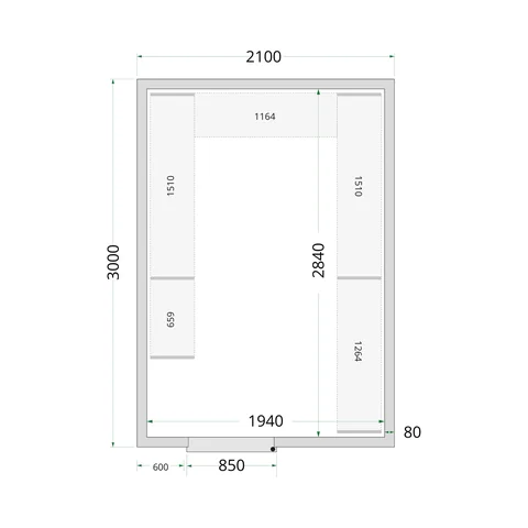 TEFCOLD - panely ke stavebnicovým boxům 80 mm CR 210x300x220 WD
